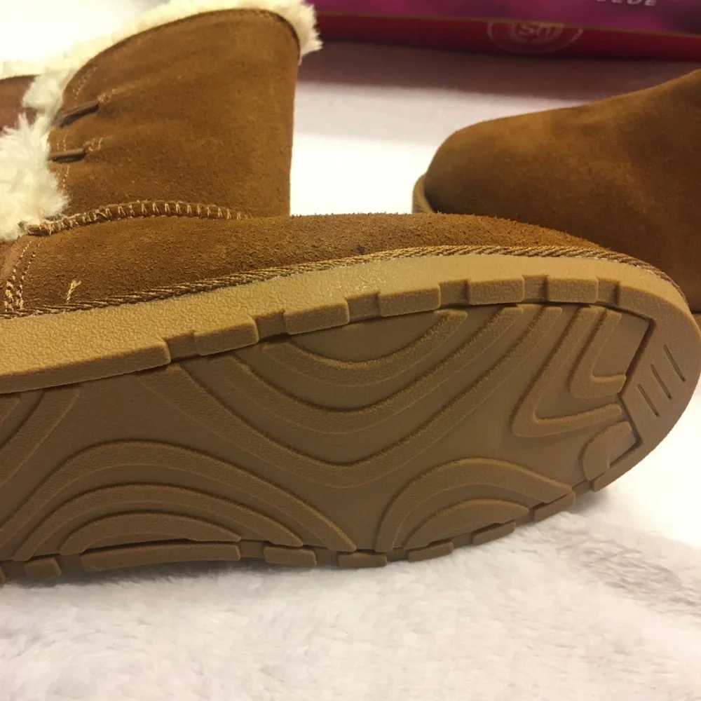 SO Fireside Boots Kids Size‎ 6 Chestnut Brown Excellent Faux Fur Lined Button